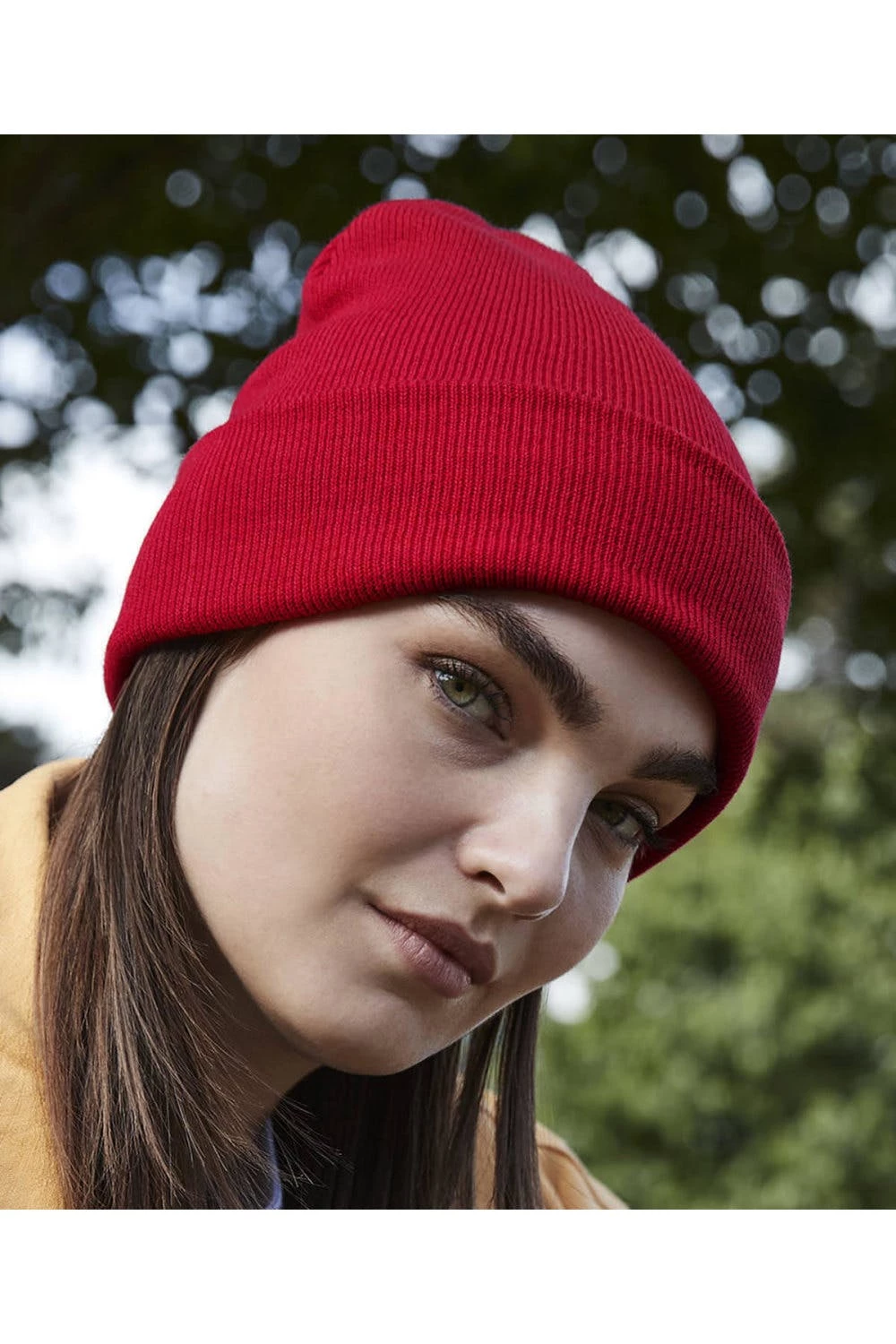 Beechfield Unisex Adult Original Cuffed Organic Cotton Beanie (Classic Red) 8 Beechfield Unisex Adult Original Cuffed Organic Cotton Beanie (Classic Red) - Image 6