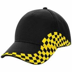 Beechfield Unisex Adult Grand Prix Baseball Cap (Black/Yellow)