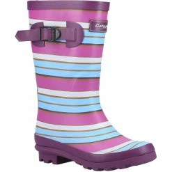 Cotswold Childrens/Kids Stripe Galoshes - Purple