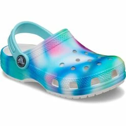 Crocs Childrens/Kids Classic Solarized Clogs - Blue/White/Pink