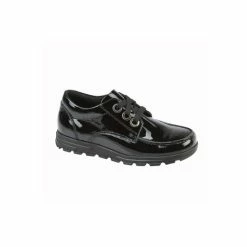 Roamers Girls Patent Leather School Shoes Black